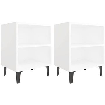 SHUMEE Noční stolky s kovovými nohami 2 ks bílé 40 × 30 × 50 cm, 805798 (805798)
