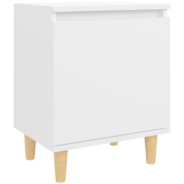 SHUMEE Noční stolek s masivními dřevěnými nohami bílý 40 × 30 × 50 cm, 805815 (805815)