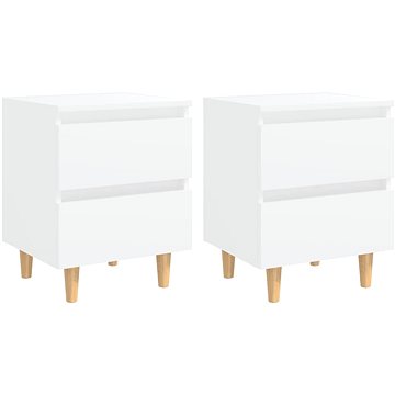 SHUMEE Noční stolky s nohami z borovice 2 ks bílé 40 × 35 × 50 cm, 805852 (805852)