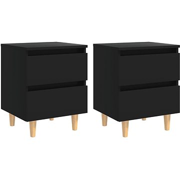 SHUMEE Noční stolky s nohami z borovice 2 ks černé 40 × 35 × 50 cm, 805854 (805854)