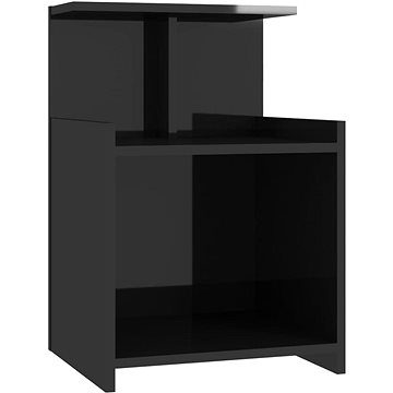 SHUMEE Noční stolek černý s vysokým leskem 40 × 35 × 60 cm dřevotříska, 806189 (806189)