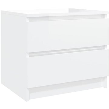 SHUMEE Noční stolek bílý s vysokým leskem 50 × 39 × 43,5 cm dřevotříska, 806205 (806205)