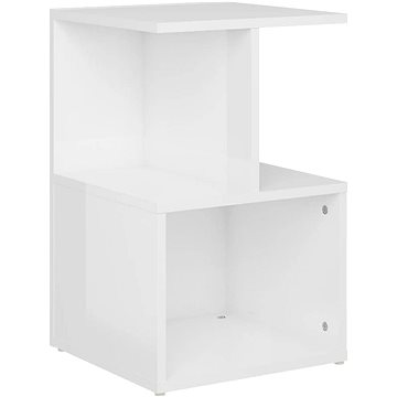 SHUMEE Noční stolek bílý s vysokým leskem 35 × 35 × 55 cm dřevotříska, 806358 (806358)