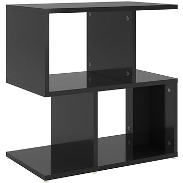 SHUMEE Noční stolek černý s vysokým leskem 50 × 30 × 51,5 cm dřevotříska, 806378 (806378)