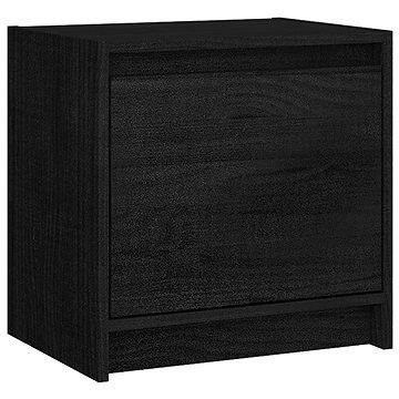 SHUMEE Noční stolek černý 40 × 30,5 × 40 cm masivní borové dřevo, 808121 (808121)
