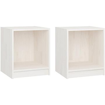 SHUMEE Noční stolky 2 ks bílé 35,5 × 33,5 × 41,5 cm masivní borové dřevo, 809922 (809922)