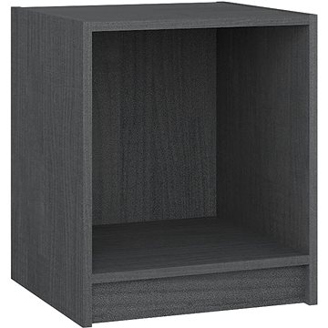 SHUMEE Noční stolek šedý 35,5 × 33,5 × 41,5 cm masivní borové dřevo, 809923 (809923)