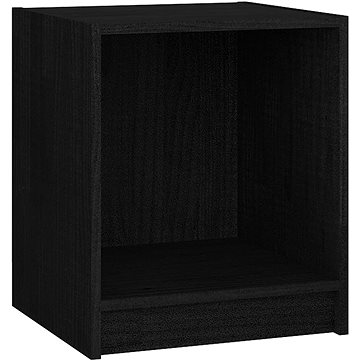 SHUMEE Noční stolek černý 35,5 × 33,5 × 41,5 cm masivní borové dřevo, 809927 (809927)