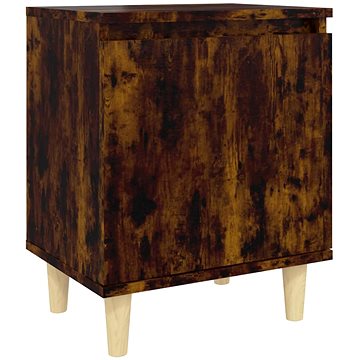 SHUMEE Noční stolek masivní dřevěné nohy kouřový dub 40 × 30 × 50 cm, 813110 (813110)