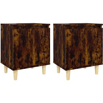 SHUMEE Noční stolky masivní dřevěné nohy 2 ks kouřový dub 40 × 30 × 50 cm, 813111 (813111)