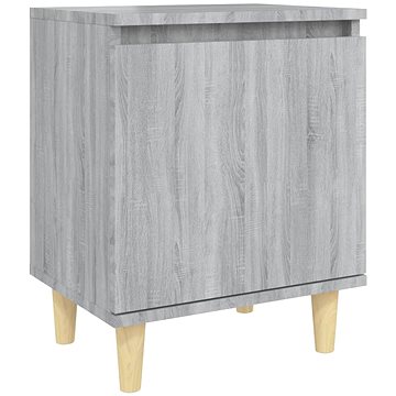 SHUMEE Noční stolek masivní dřevěné nohy šedý sonoma 40 × 30 × 50 cm, 813112 (813112)