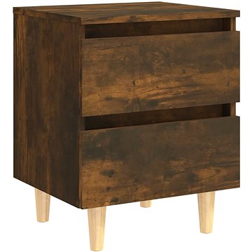 SHUMEE Noční stolek masivní dřevěné nohy kouřový dub 40 × 35 × 50 cm, 813122 (813122)
