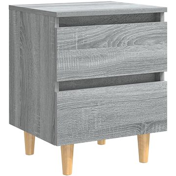 SHUMEE Noční stolek masivní dřevěné nohy šedý sonoma 40 × 35 × 50 cm, 813124 (813124)