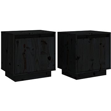 SHUMEE Noční stolky 2 ks černé 40 × 30 × 40 cm masivní borové dřevo, 813314 (813314)