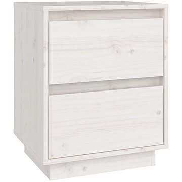 SHUMEE Noční stolek bílý 40 × 35 × 50 cm masivní borové dřevo, 813317 (813317)