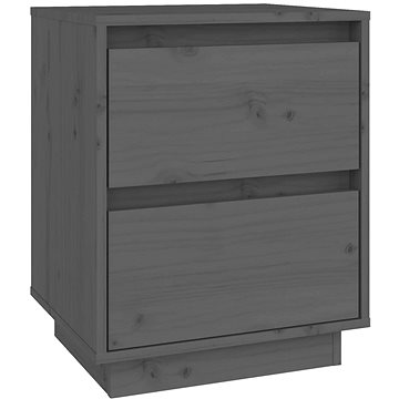 SHUMEE Noční stolek šedý 40 × 35 × 50 cm masivní borové dřevo, 813319 (813319)