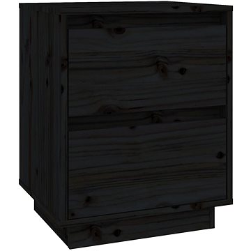 SHUMEE Noční stolek černý 40 × 35 × 50 cm masivní borové dřevo, 813323 (813323)