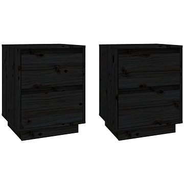 SHUMEE Noční stolky 2 ks černé 40 × 35 × 50 cm masivní borové dřevo, 813324 (813324)