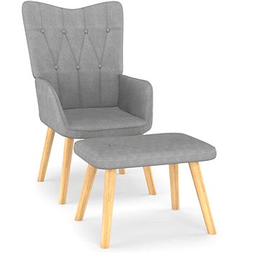 Relaxační židle se stoličkou světle šedá textil, 327534 (327534)