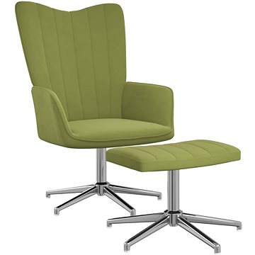 Relaxační křeslo se stoličkou světle zelené samet , 327735 (327735)