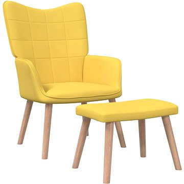 Relaxační židle se stoličkou hořčicová textil, 327937 (327937)