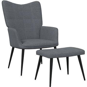 Relaxační židle se stoličkou tmavě šedá textil, 327953 (327953)