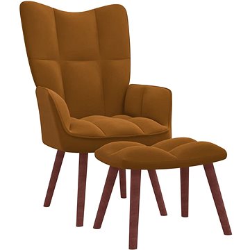 Relaxační křeslo se stoličkou hnědé samet , 328070 (328070)