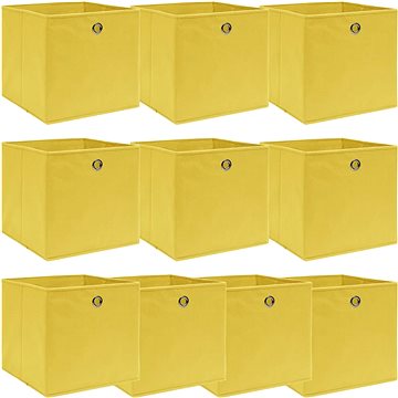 Shumee Úložné boxy 10 ks 32 × 32 × 32 cm textil, žluté (288367)
