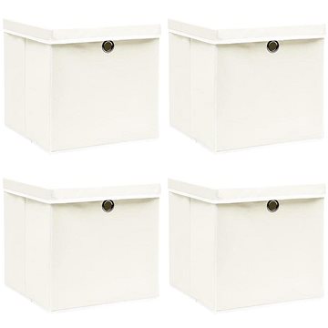 Shumee Úložné boxy s víky 4 ks 32 × 32 × 32 cm textil, bílé (288350)