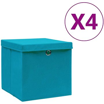 Shumee Úložné boxy s víky 4 ks 28 × 28 × 28 cm bledě modré (325232)