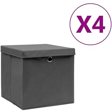 Shumee Úložné boxy s víky 4 ks 28 × 28 × 28 cm šedé (325192)