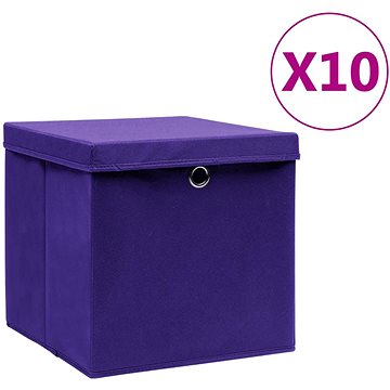 Shumee Úložné boxy s víky 10 ks 28 × 28 × 28 cm fialové (325214)