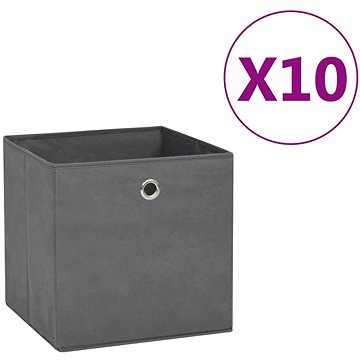 Shumee Úložné boxy 10 ks netkaná textilie 28 × 28 × 28 cm šedé (325193)