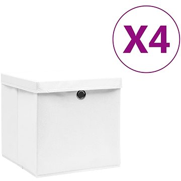 Shumee Úložné boxy s víky 4 ks 28 × 28 × 28 cm bílé (325208)