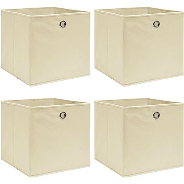 Shumee Úložné boxy 4 ks 32 × 32 × 32 cm textil, krémové (288357)