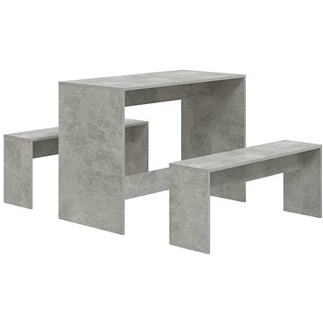 Shumee 3dílný jídelní set betonově šedý dřevotříska (809480)