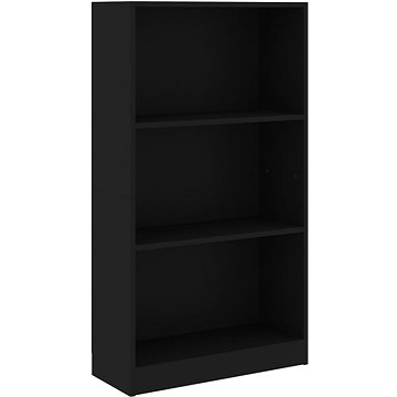 Shumee 3patrová knihovna černá 60 × 24 × 109 cm kompozitní dřevo (800865)