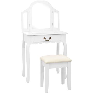 Shumee Toaletní stolek se stoličkou bílý 65x36x128 cm pavlovnia MDF (289334)