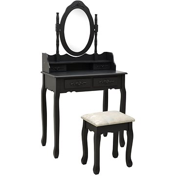 Shumee Toaletní stolek se stoličkou černý 75 × 69 × 140 cm pavlovnia (289316)
