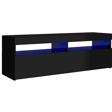 Shumee TV skříňka s LED osvětlením černá s vysokým leskem 120 × 35 × 40 cm (804380)