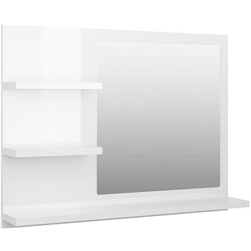 Shumee Koupelnové zrcadlo bílé vysoký lesk 60 × 10,5 × 45 cm dřevotříska (805012)