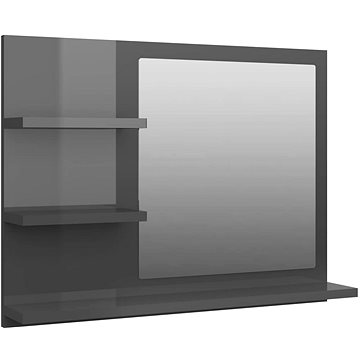 Shumee Koupelnové zrcadlo šedé vysoký lesk 60 × 10,5 × 45 cm dřevotříska (805014)