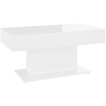 Shumee Konferenční stolek bílý vysoký lesk 96 × 50 × 45 cm dřevotříska (806837)