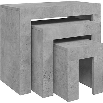 Hnízdové konferenční stolky 3 ks betonově šedé dřevotříska (808544)