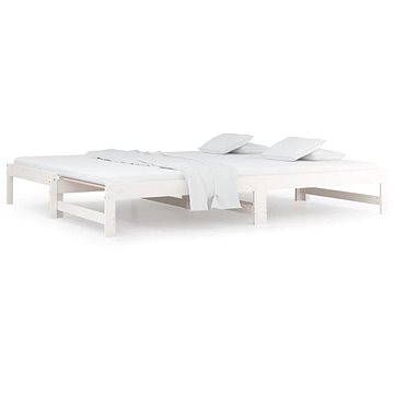 Shumee Výsuvná postel - bílá, 2 × (80 × 200) cm, masivní borovice (820433)