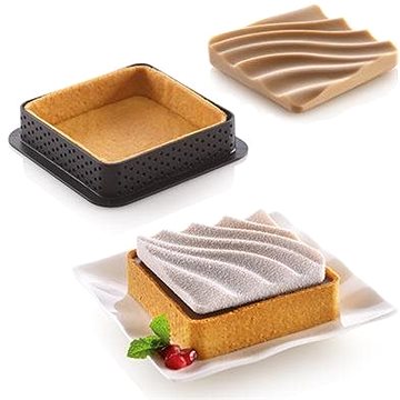 Silikomart Sada na pečení tartalet s vykrajovátkem Silikomart Kit Mini Tarte Sand (25.304.13.0065)