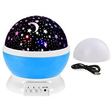 Noční LED lampička s projekcí hvězd, modrá otočná (E-150-MO)