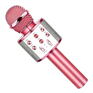 Karaoke bluetooth mikrofon s kulatým reproduktorem, růžová zlatá (E-227-RG)