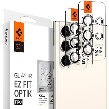 Spigen Glass EZ Fit Optik Pro 2 Pack Cream Samsung Galaxy S23 Ultra (AGL06165)