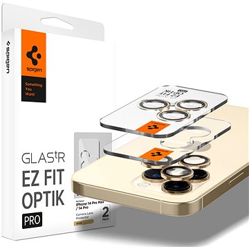 Spigen Glass EZ Fit Optik Pro 2 Pack Gold iPhone 14 Pro/iPhone 14 Pro Max (AGL05598)
